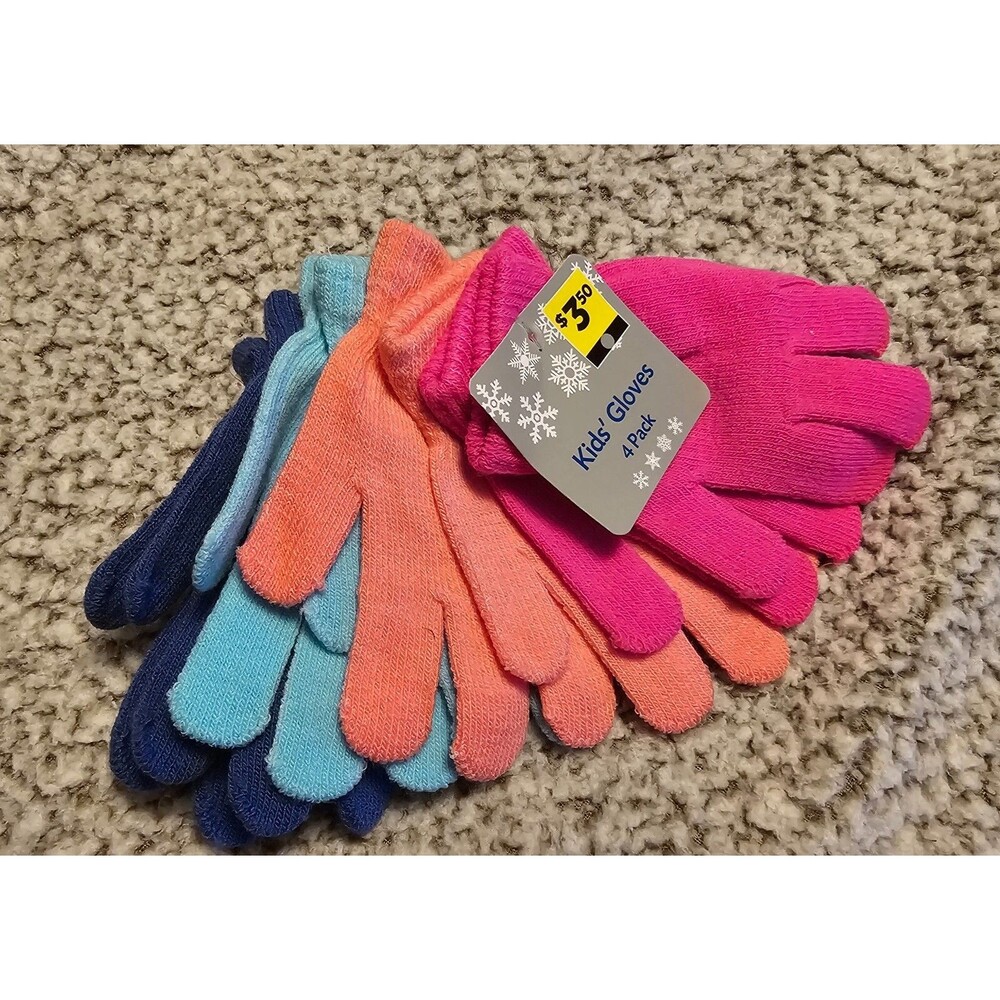 NEW Kids' Gloves 4-Pack Winter Mittens – Warm, Cozy & Perfect for Cold Weather!